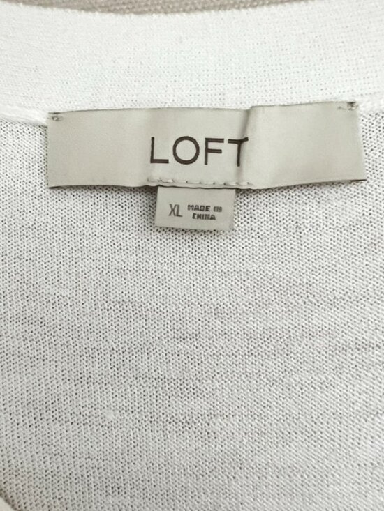 LOFT Ivory Sleeveless V-Neck Knit Top Soft Minimalist Quiet Luxury Career - Picture 5 of 8